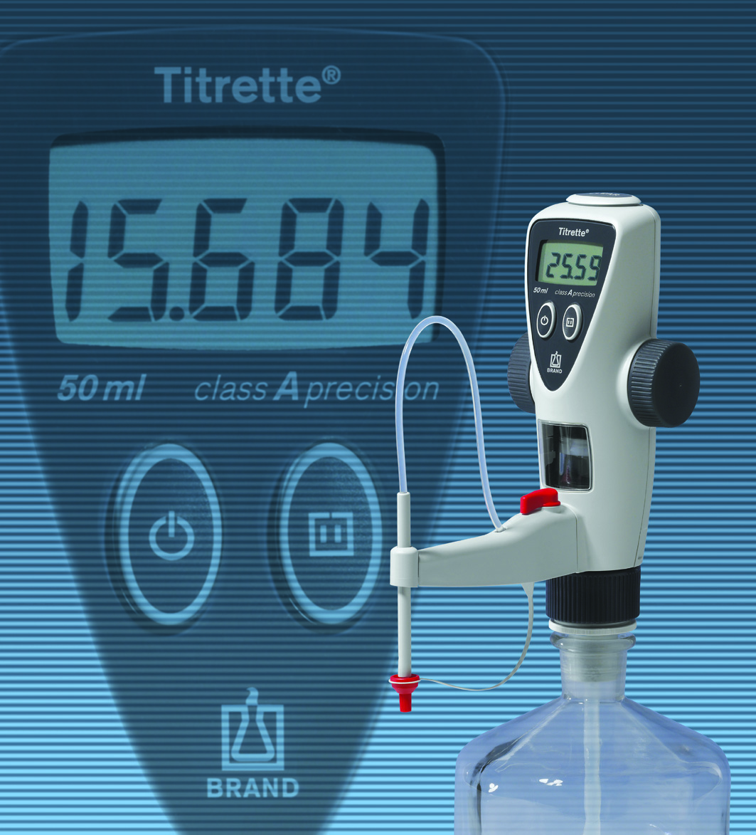 Titrette bottle top burette from BRAND 2015 Wiley Analytical